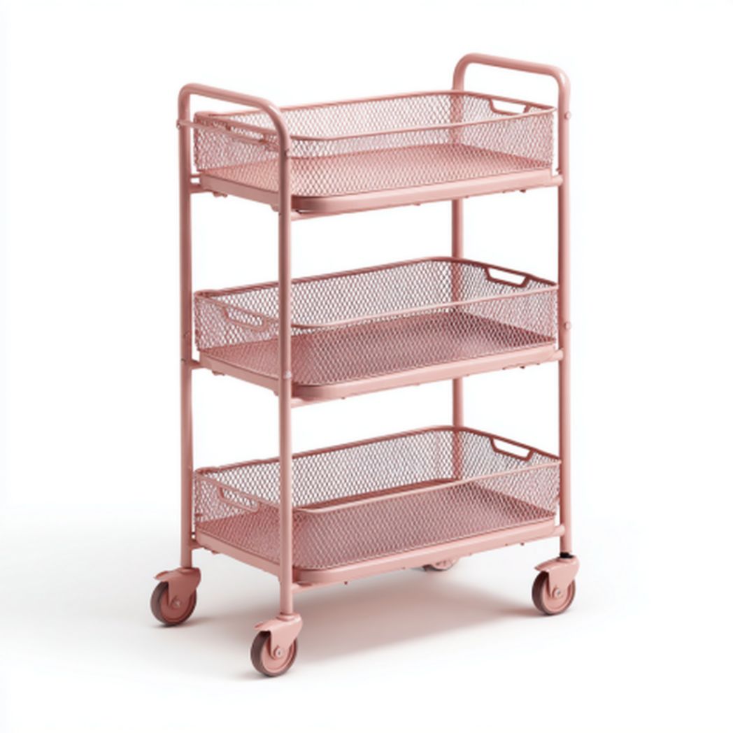 Wózek transportowy z metalowych siatek do przechowywania w kuchni - 30 x 40 x 80